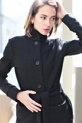 Sherry Funnel Neck Wool Coat