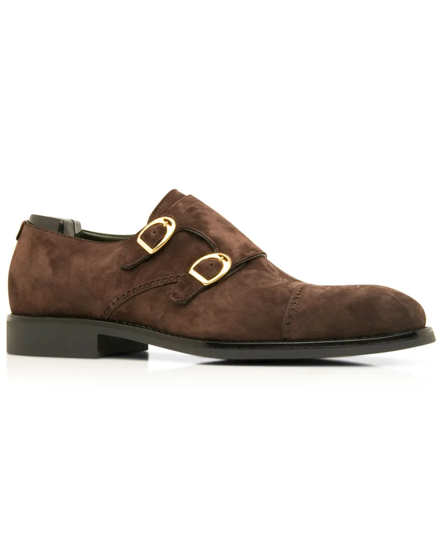 Suede Monkstrap in Dark Brown