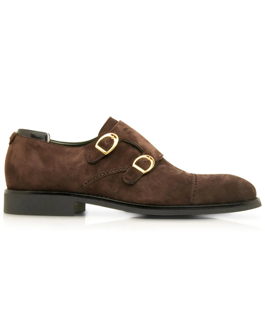 Suede Monkstrap in Dark Brown