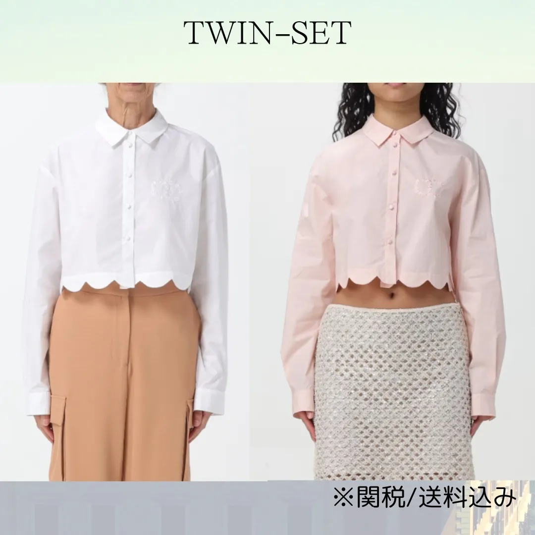 TWIN-SET  |Casual Style Long Sleeves Plain Cotton Party Style