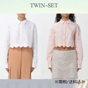 TWIN-SET  |Casual Style Long Sleeves Plain Cotton Party Style