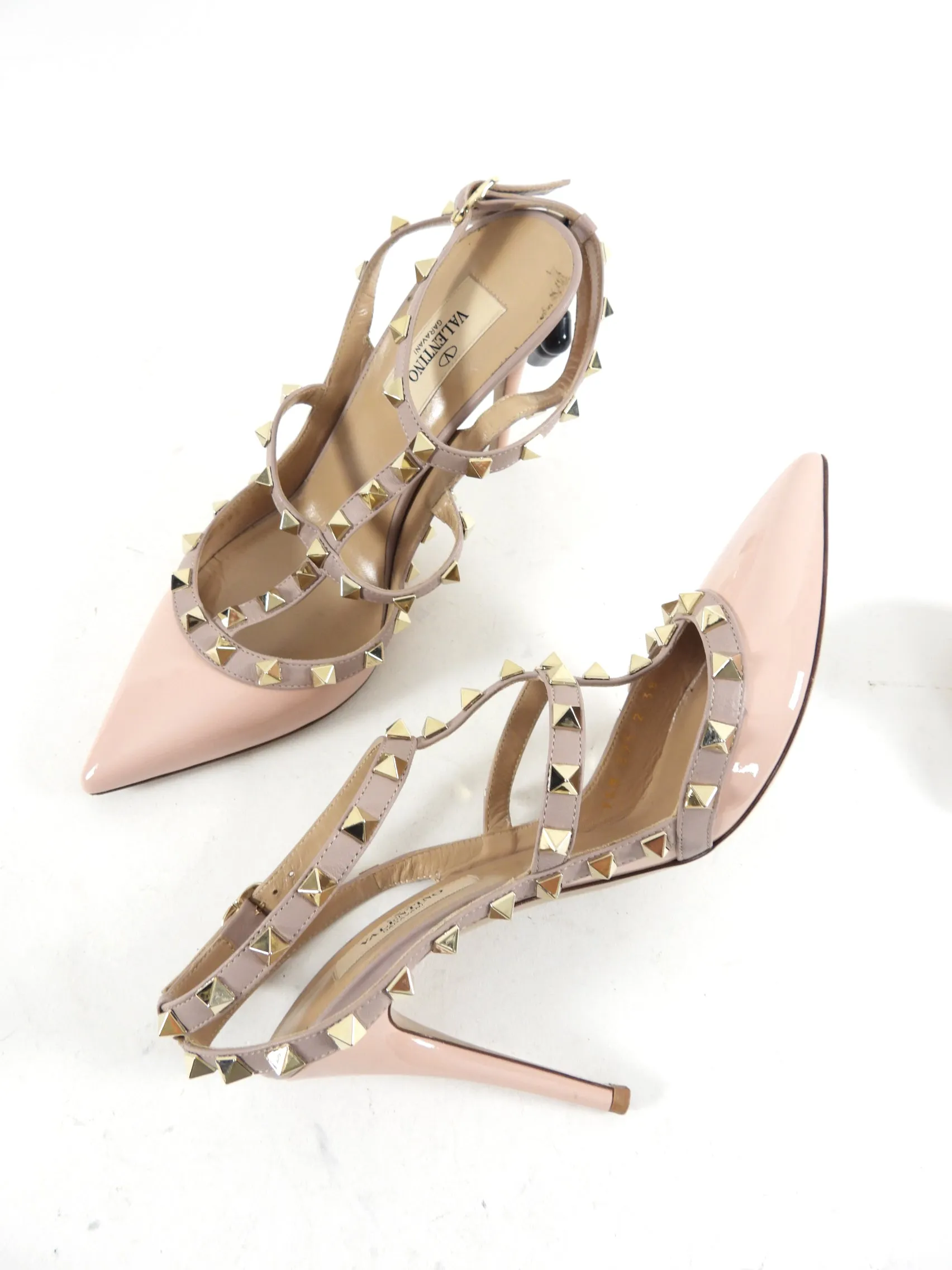 Valentino Rock Stud Nude Patent High Heels - USA 7