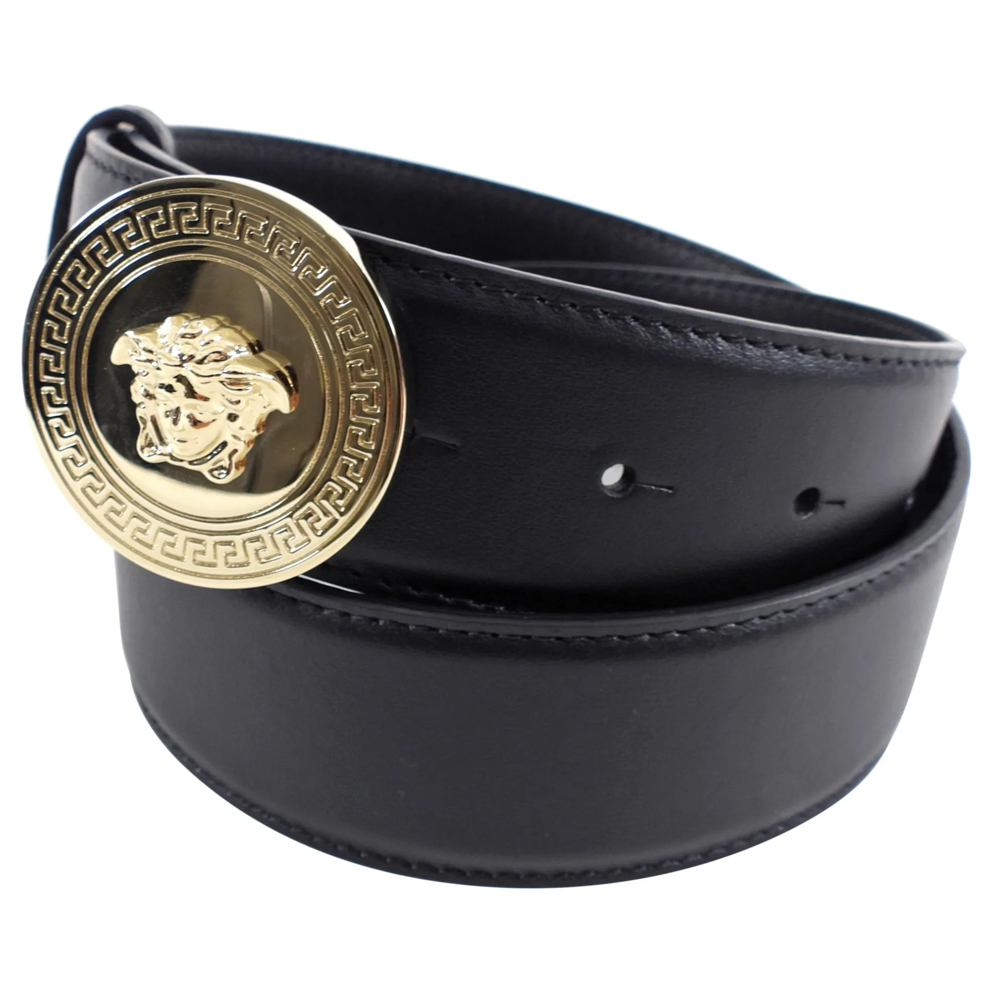 Versace Medusa Buckle Black Leather Belt - 29-33