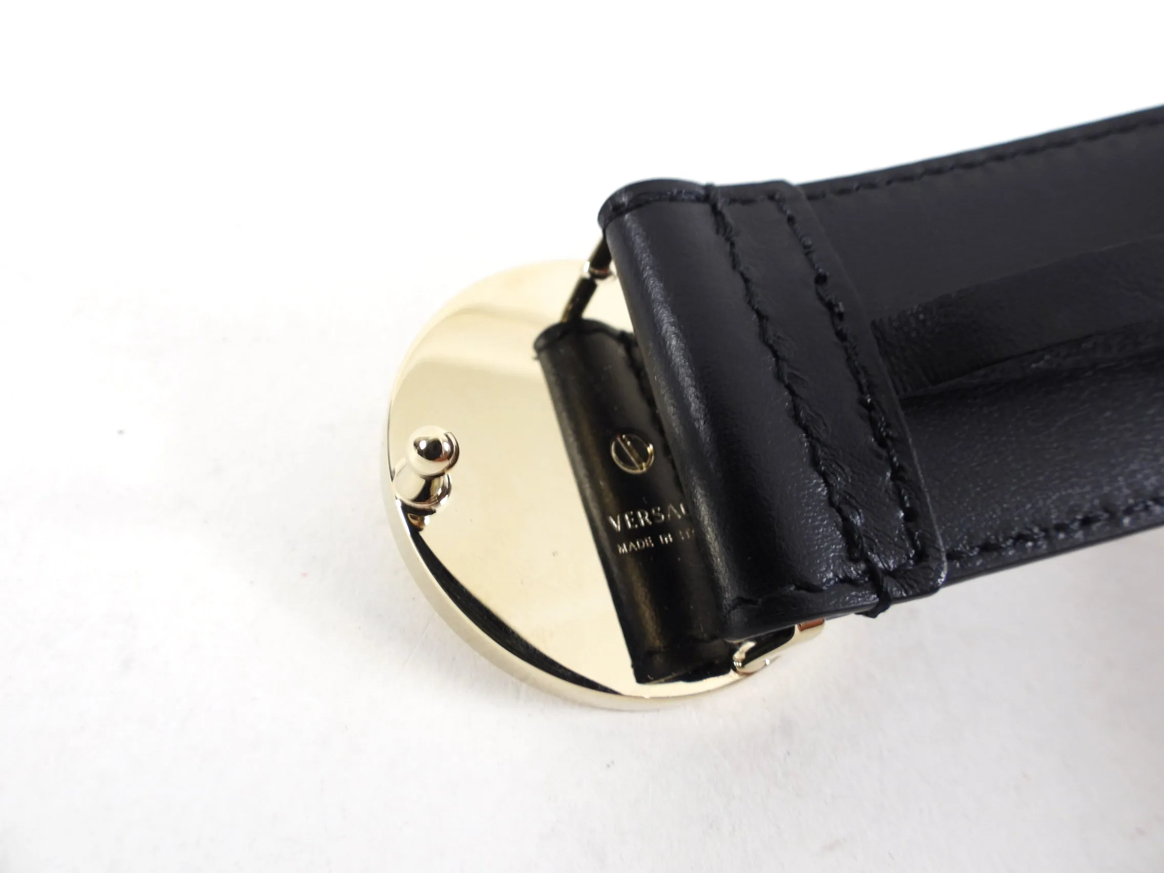 Versace Medusa Buckle Black Leather Belt - 29-33