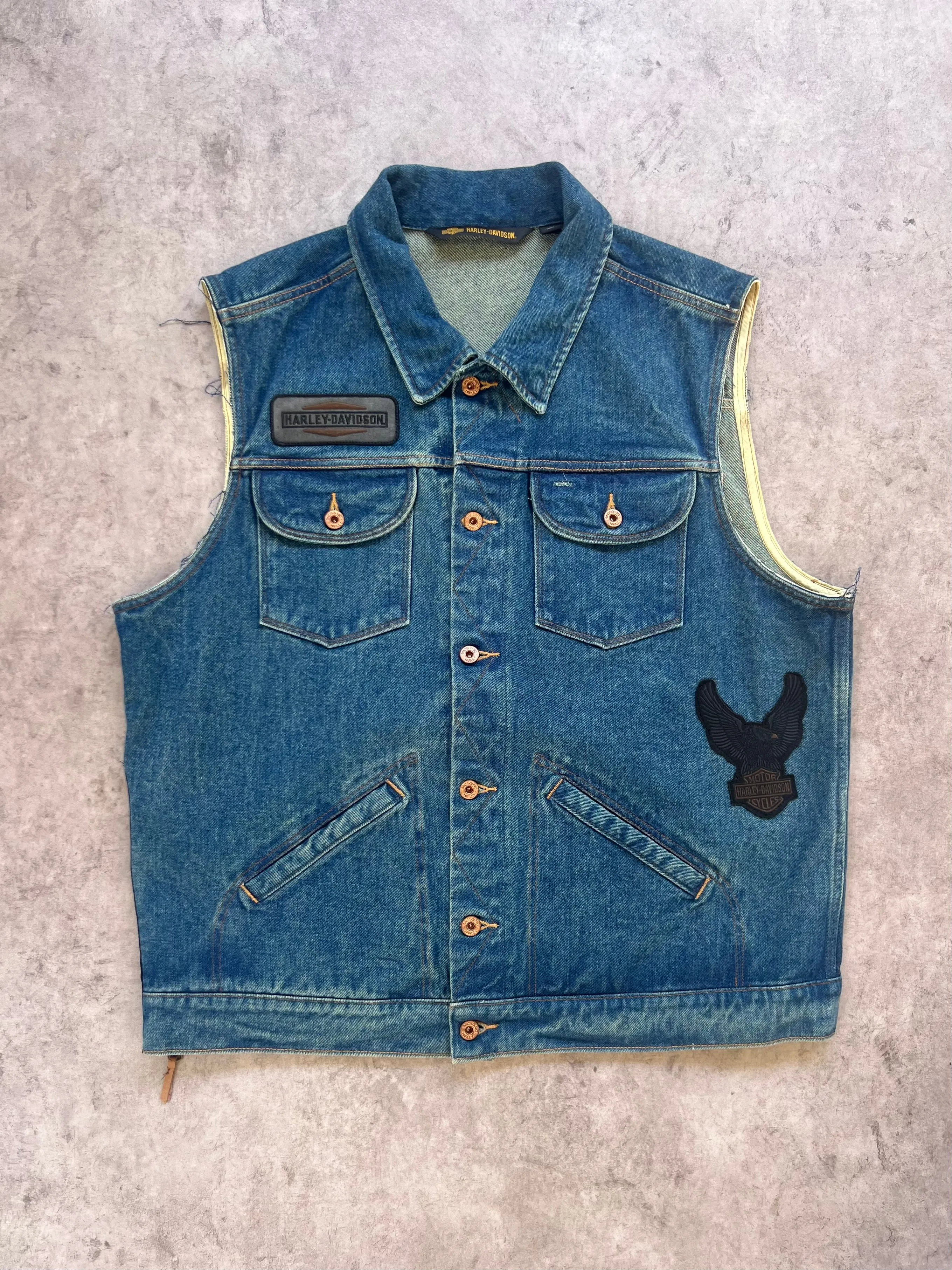 Vintage Harley Davidson Denim Vest (XL)