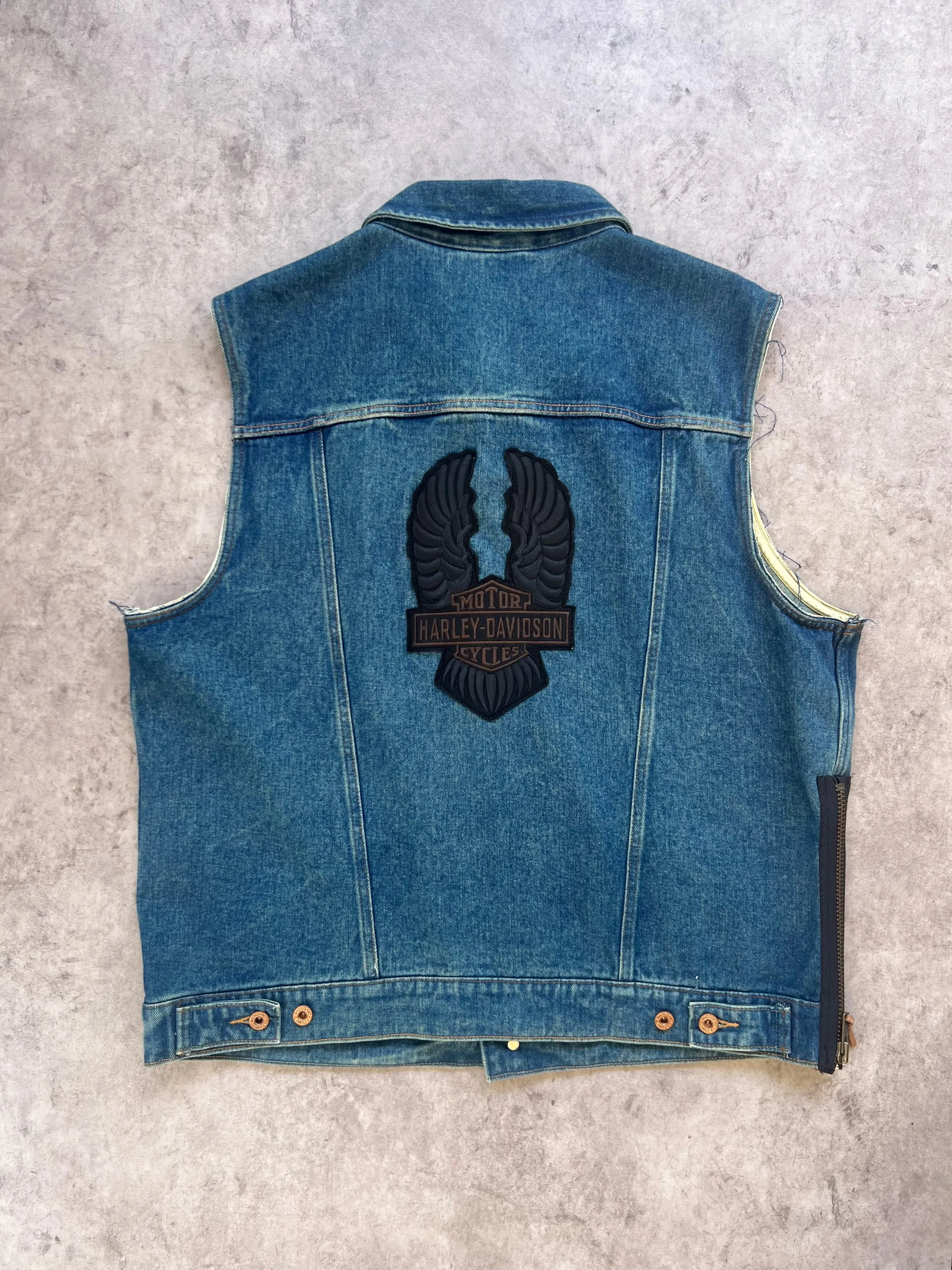 Vintage Harley Davidson Denim Vest (XL)