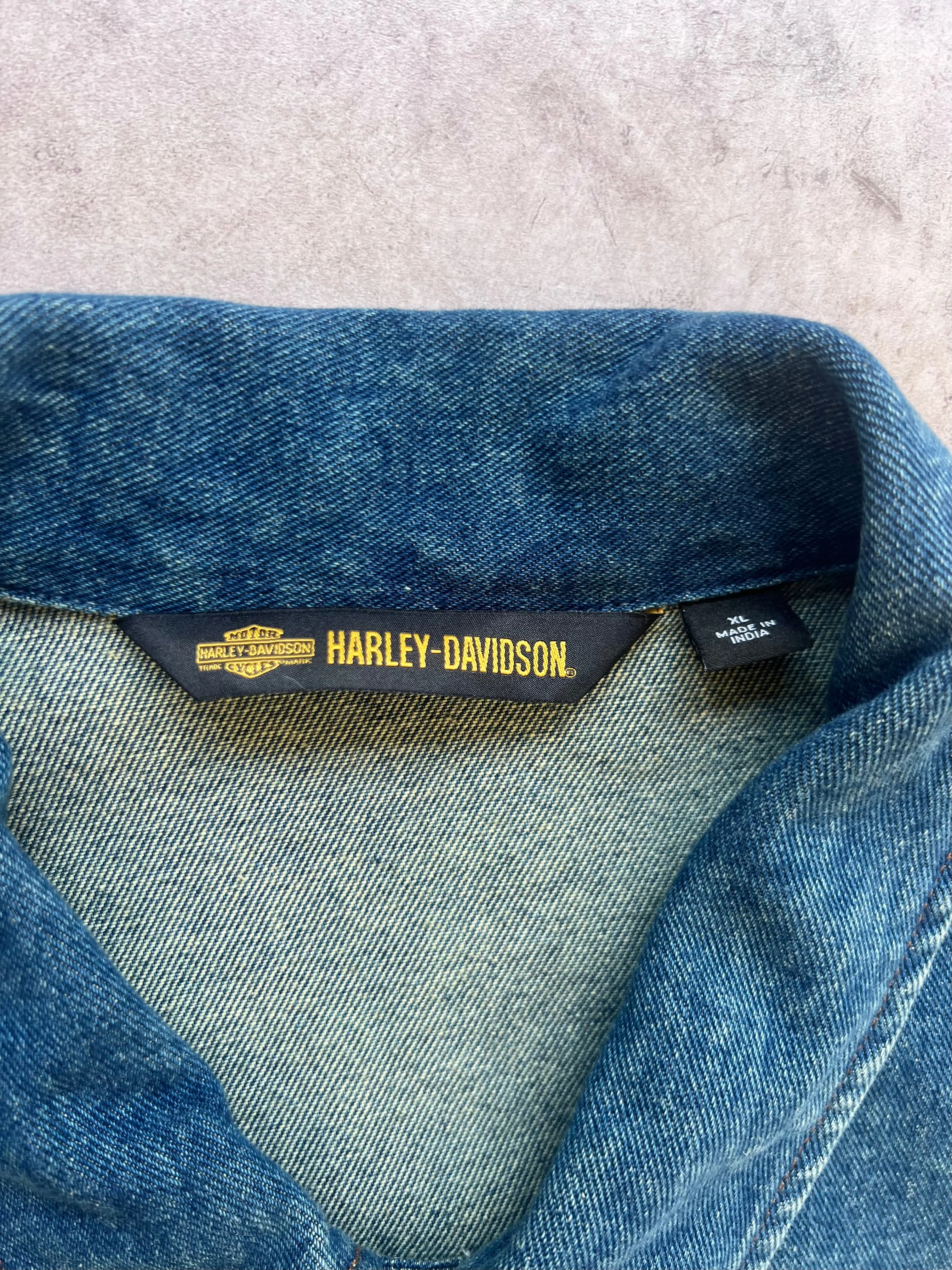 Vintage Harley Davidson Denim Vest (XL)