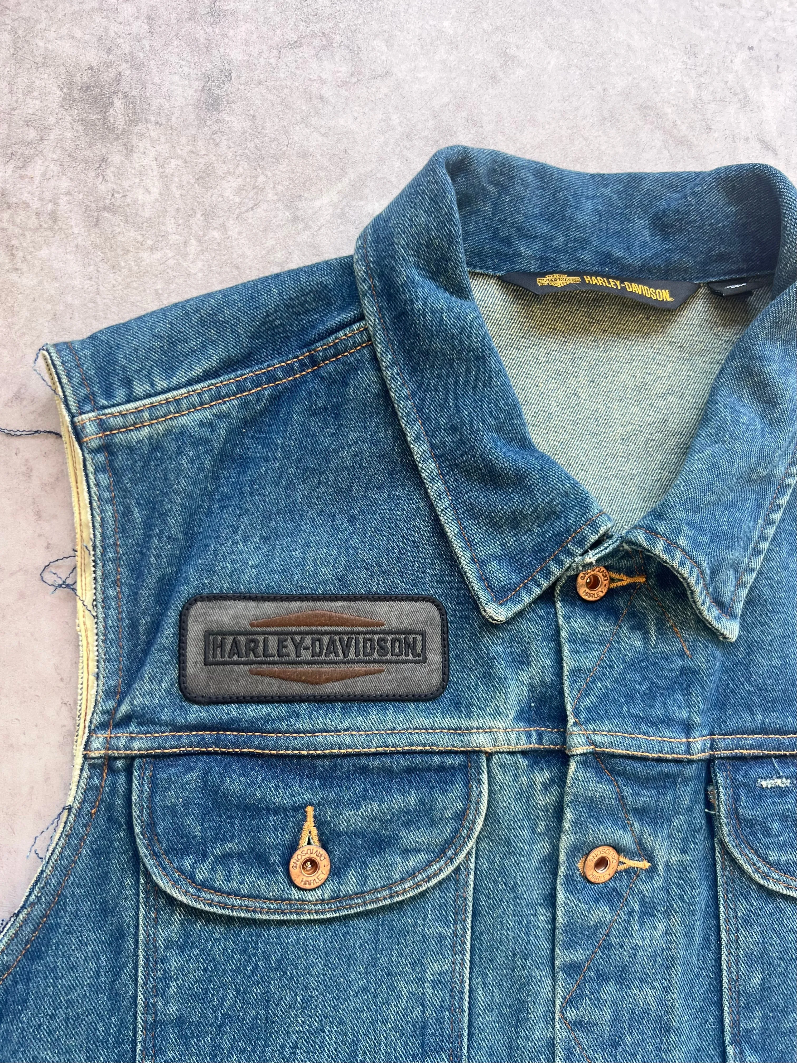 Vintage Harley Davidson Denim Vest (XL)