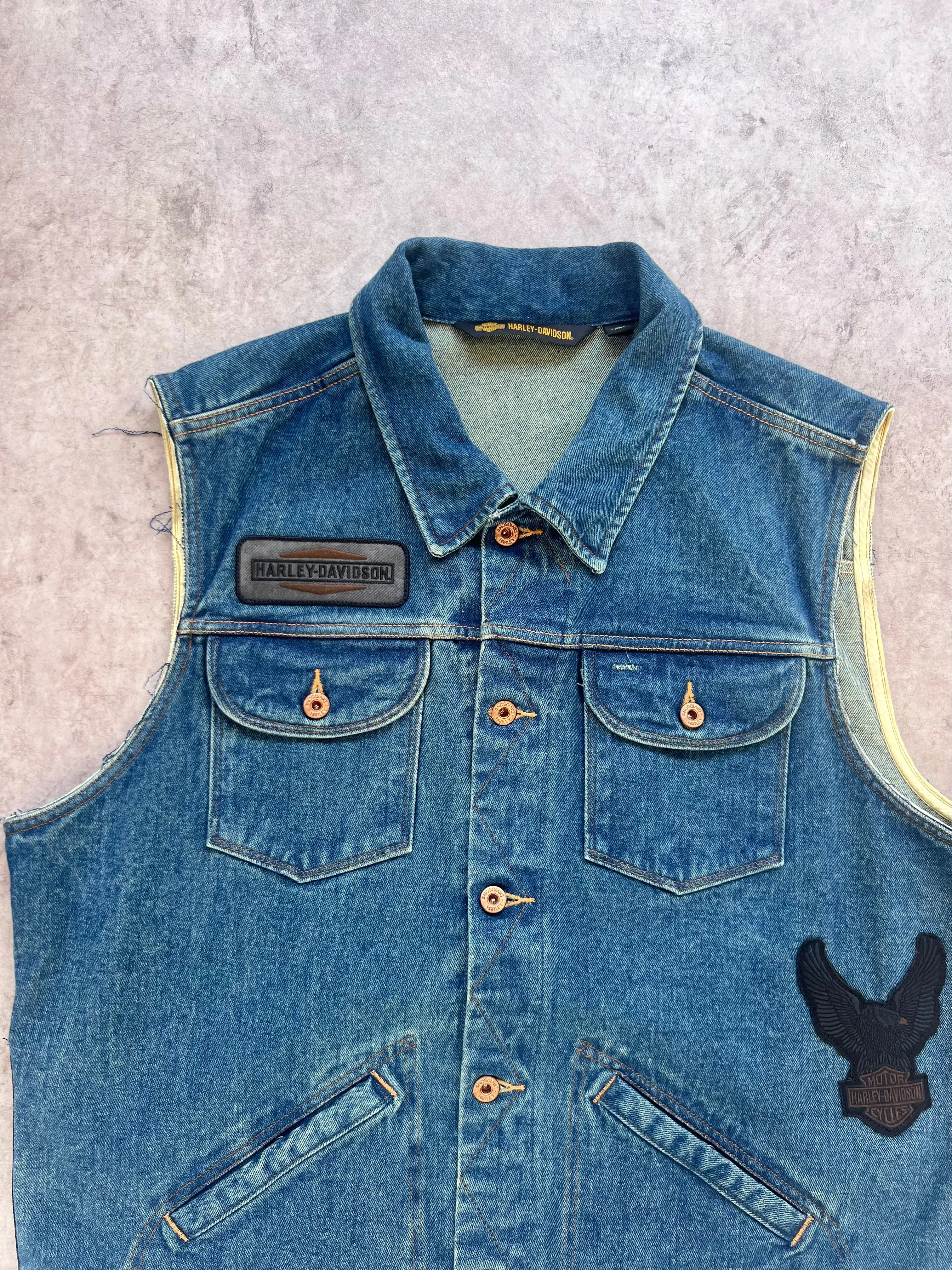 Vintage Harley Davidson Denim Vest (XL)