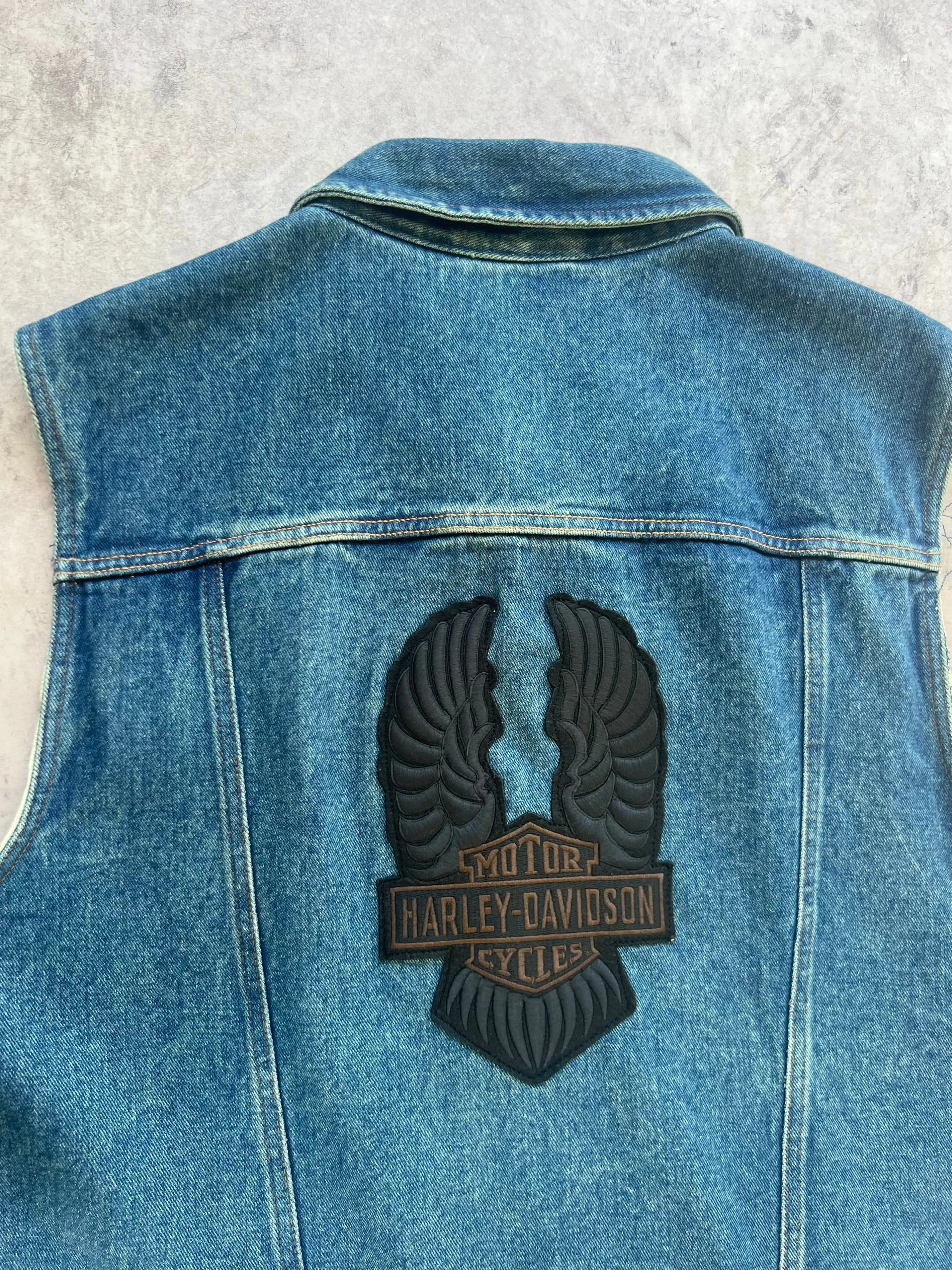 Vintage Harley Davidson Denim Vest (XL)