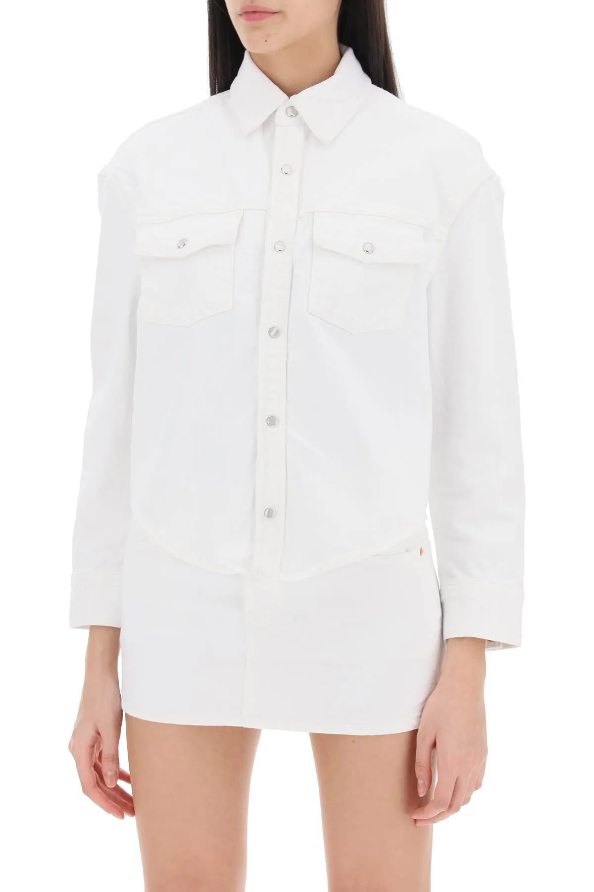 Wardrobe.nyc oversized denim jacket W4046PC WHITE