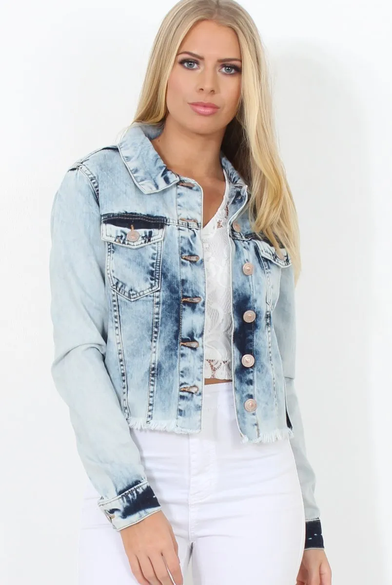 Washed Denim Crop Jacket - Laura