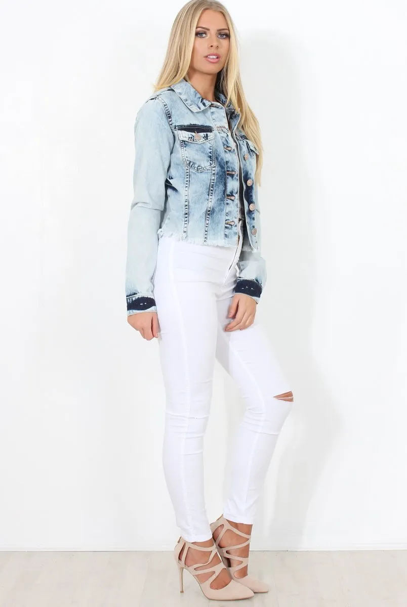 Washed Denim Crop Jacket - Laura