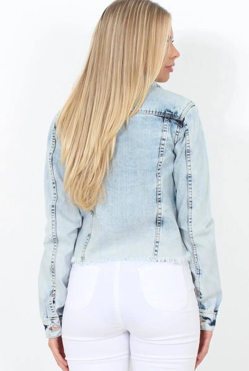 Washed Denim Crop Jacket - Laura