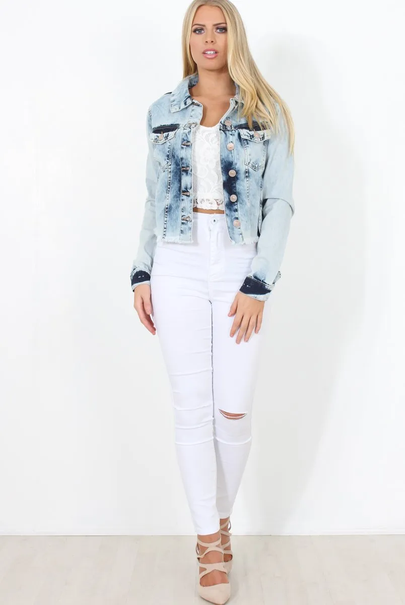 Washed Denim Crop Jacket - Laura