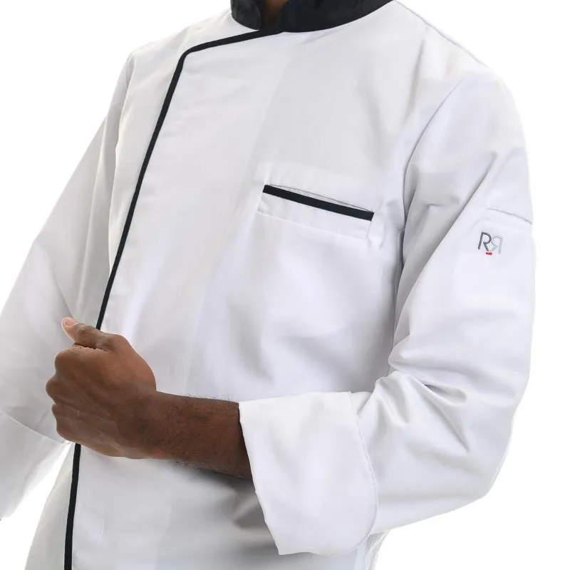 White and Black  Long Sleeve Chef Coat Energy - ROBUR