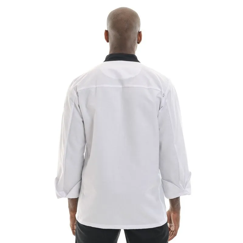 White and Black  Long Sleeve Chef Coat Energy - ROBUR