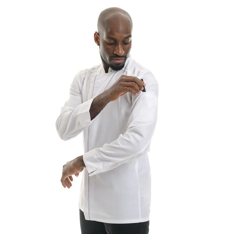 White Breathable Long Sleeve Chef Coat Aguila  - Robur