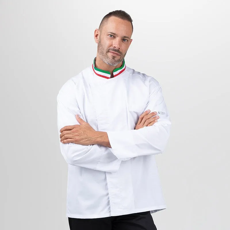 White kitchen Coat with Italian collar - Manelli