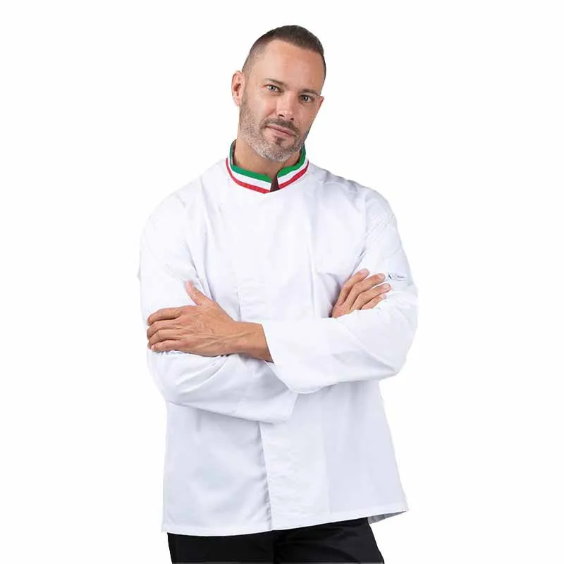 White kitchen Coat with Italian collar - Manelli