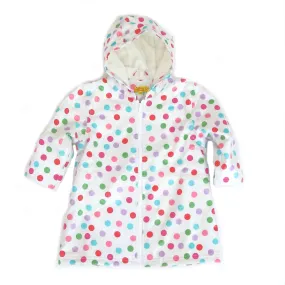 White Polka Dot Rain Coat - With Lining