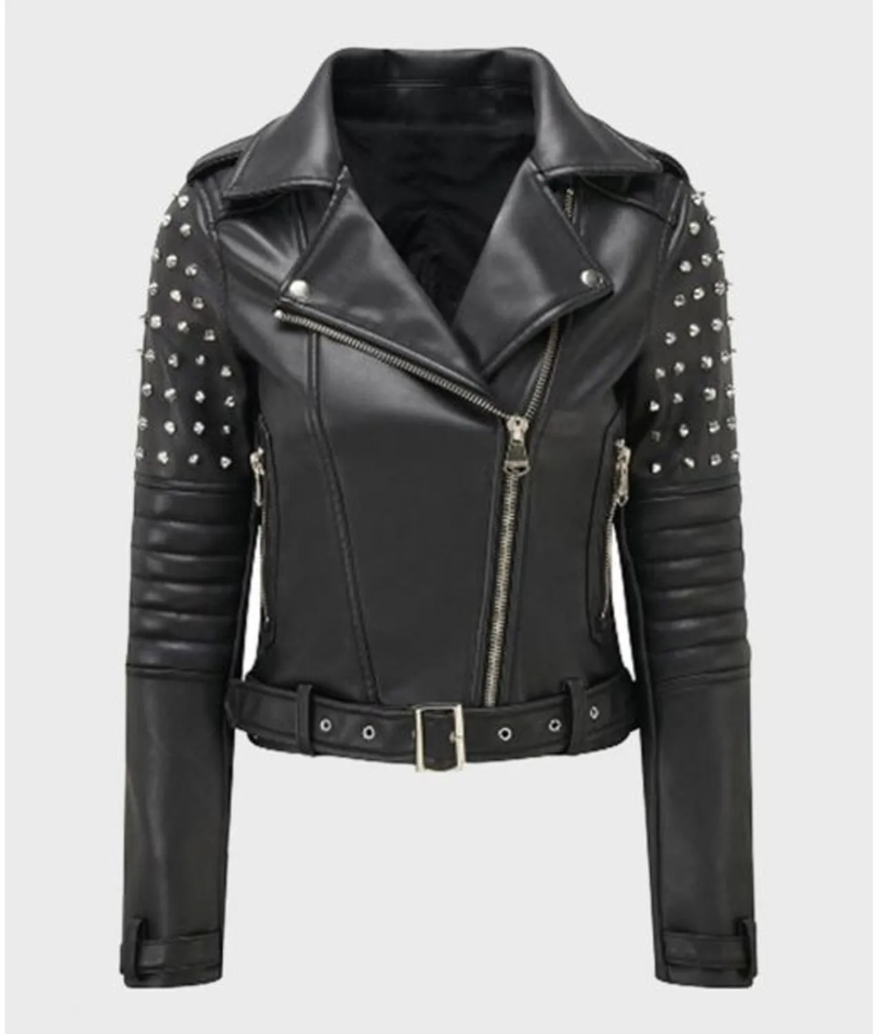 Womens Black Motorcycle Studded Jacket | Real Leather Jacket