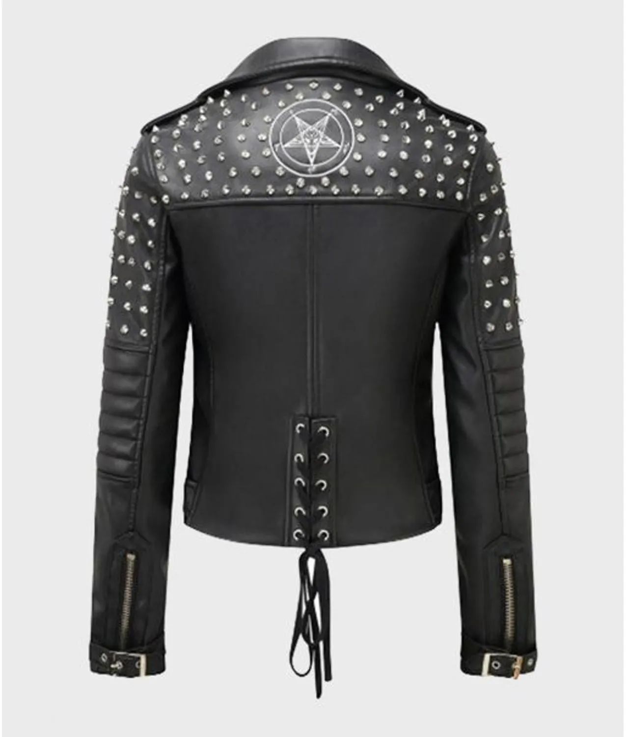 Womens Black Motorcycle Studded Jacket | Real Leather Jacket