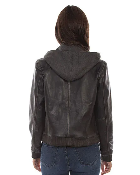 Women's Leather Zip Front Jacket