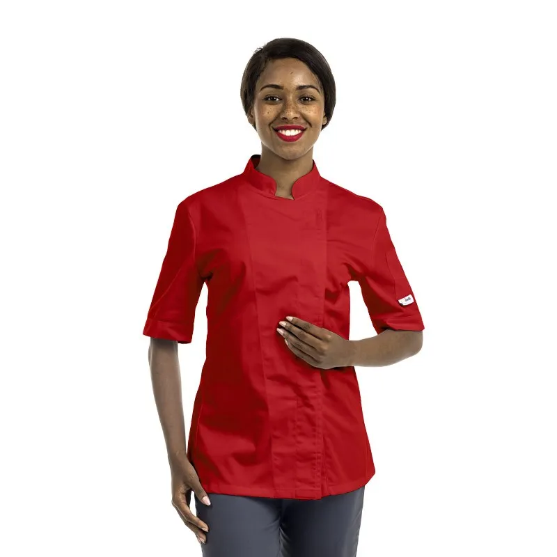 Women's Short Sleeve Red Kitchen Coat - MANELLI