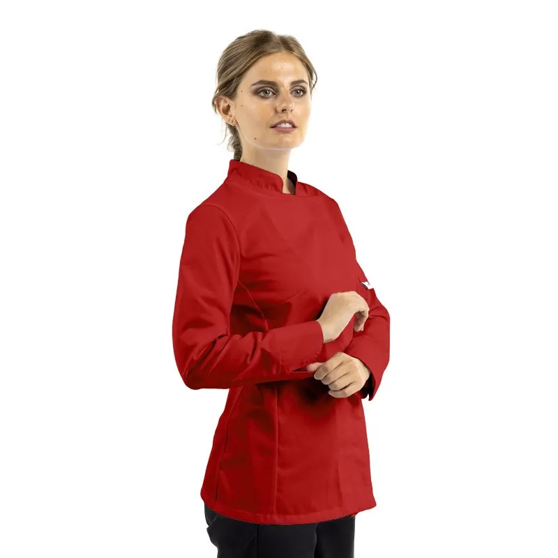 Women's Short Sleeve Red Kitchen Coat - MANELLI