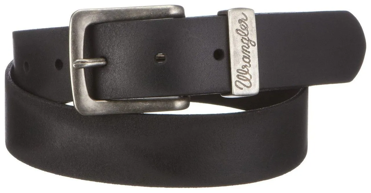 Wrangler Basic Leather Metal Loop Belt Black